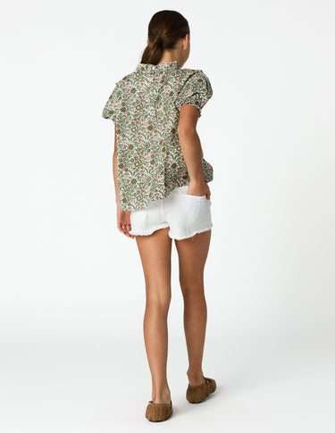 WHITE BUTTON SHORTS