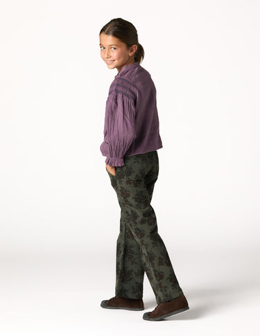 FLORAL CORDUROY TROUSERS GREEN