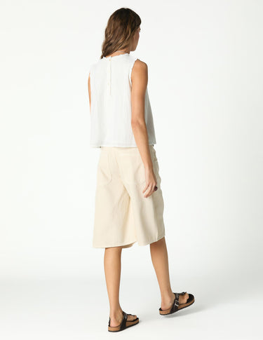 WHITE DRAWSTRING TOP