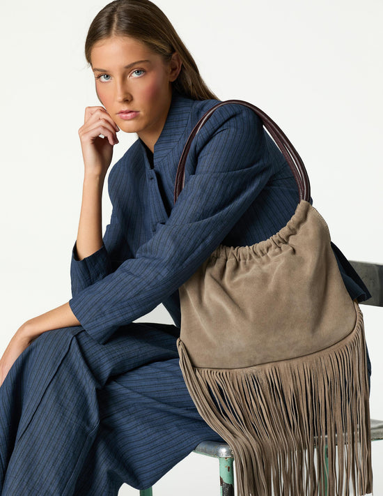 SUEDE FRINGED MOLE BAG