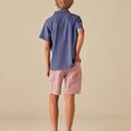 RED STRIPED CARGO SHORTS
