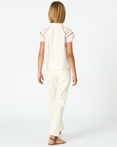 White flared denim pants