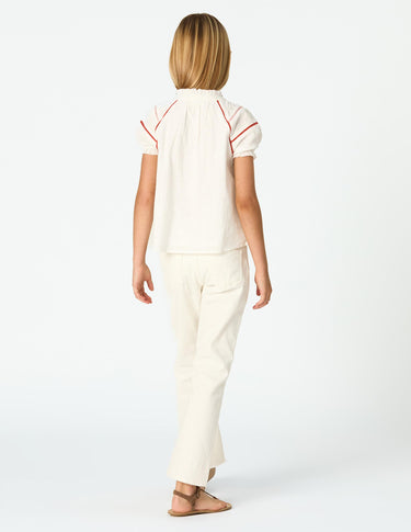 White flared denim pants