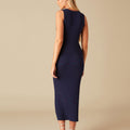 BLUE HEATHERED RIBBED DRESS