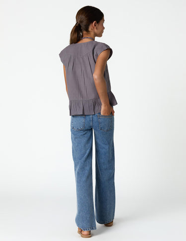 BLUE TROUSERS WITH POCKET DETAIL