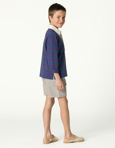 STRIPED BLUE POLO SWEATSHIRT