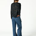 BLUE DENIM FRINGED PANTS