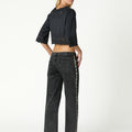 GRAY PEARL BUTTON DENIM