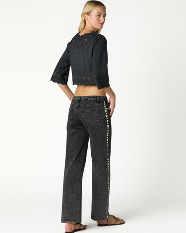 GRAY PEARL BUTTON DENIM