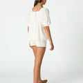 PUFF SLEEVE SHIRRED SHIRT WHITE