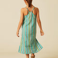 MULTICOLOR STRIPED GREEN DRESS