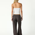 BROWN WAISTBAND TROUSERS WITH DRAWSTRING