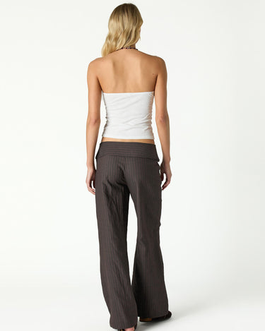 BROWN WAISTBAND TROUSERS WITH DRAWSTRING