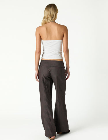BROWN WAISTBAND TROUSERS WITH DRAWSTRING