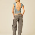 GRAY STRAPPY BACK T-SHIRT