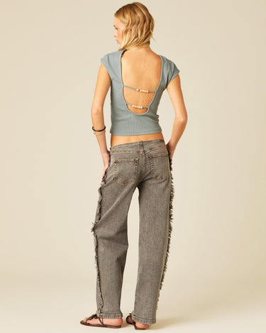GRAY STRAPPY BACK T-SHIRT