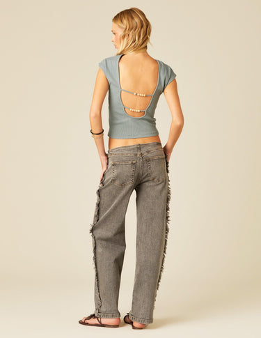 GRAY STRAPPY BACK T-SHIRT
