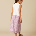 CONTRAST BERRY FLORAL SKIRT