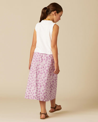 CONTRAST BERRY FLORAL SKIRT