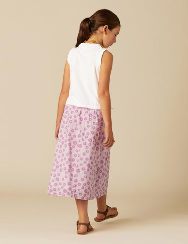 CONTRAST BERRY FLORAL SKIRT