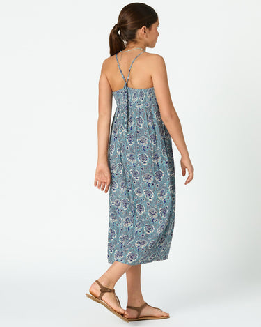 GARDEN POND PRINT STRAPPY DRESS