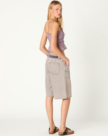 LIGHT GREY DENIM SHORTS