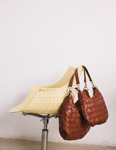 LARGE BRAIDED BROWN BAG