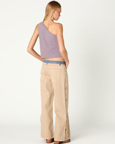 ASYMMETRICAL BUTTON-DOWN OVERCAST T-SHIRT
