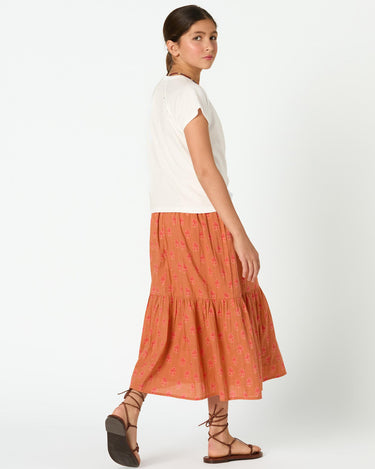 LONG SKIRT BUTI PRINT ORANGE