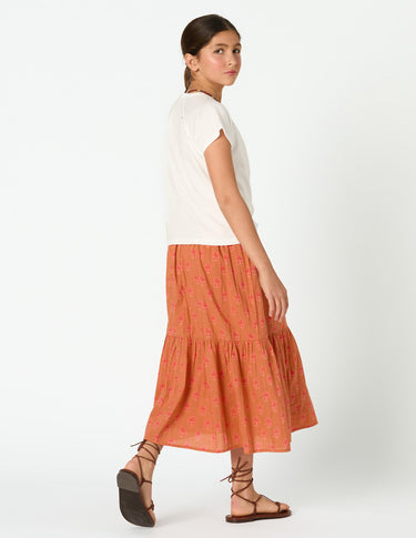 LONG SKIRT BUTI PRINT ORANGE