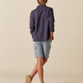 BLUE STRIPED CARGO SHORTS