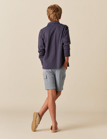 BLUE STRIPED CARGO SHORTS
