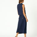 BLUE STRIPED DENIM SKIRT
