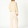 WHITE HIGH-WAIST DENIM PANTS