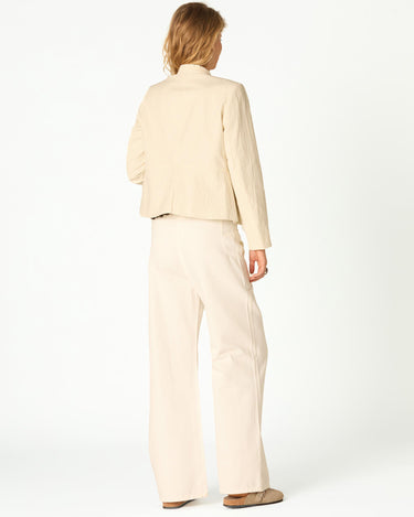 WHITE HIGH-WAIST DENIM PANTS