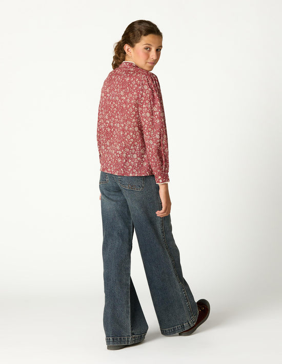 BURGUNDY TOILE LACE-UP SHIRT