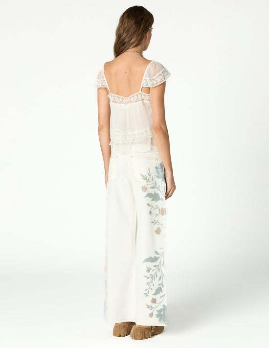 RAW LACE CREPE TOP