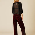 BURGUNDY VELVET POCKET TROUSERS