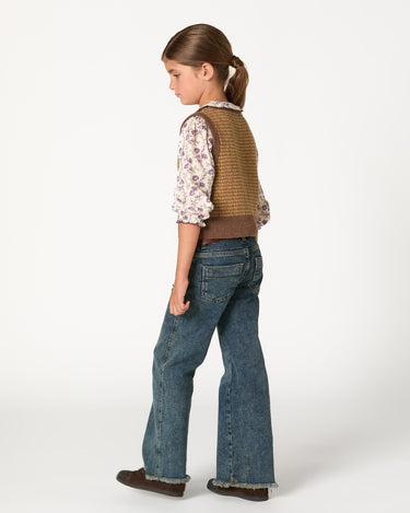 BROWN KNIT MIX VEST