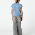 GATHERED T-SHIRT ANILINE BLUE
