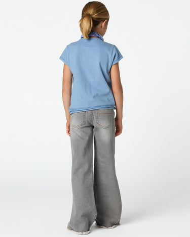 GATHERED T-SHIRT ANILINE BLUE