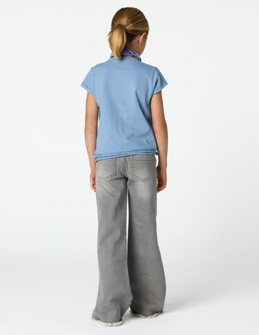 GATHERED T-SHIRT ANILINE BLUE