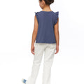 Camiseta corte volante azul