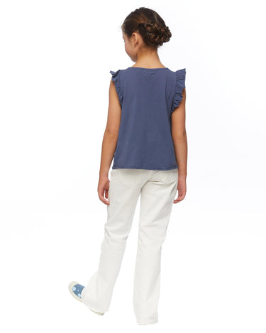 Camiseta corte volante azul