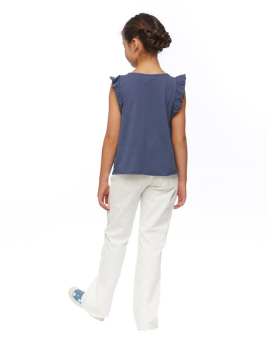 Camiseta corte volante azul