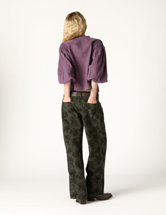 PANTALON PANA FLORAL GREEN