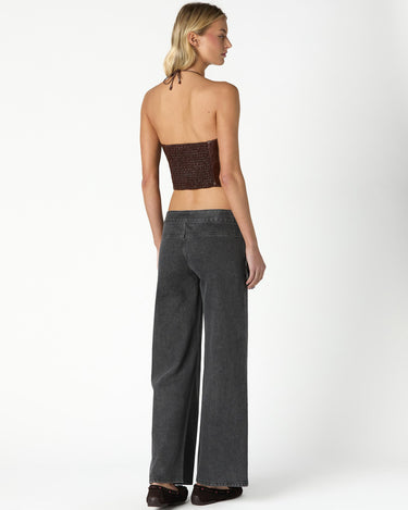 FRINGED ANTHRACITE DENIM PANTS