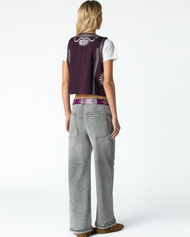 LIGHT GREY DENIM BUTTON WAISTBAND