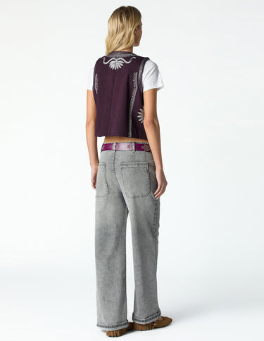 LIGHT GREY DENIM BUTTON WAISTBAND