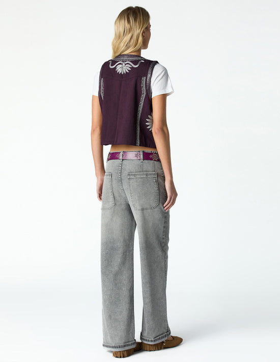 LIGHT GREY DENIM BUTTON WAISTBAND